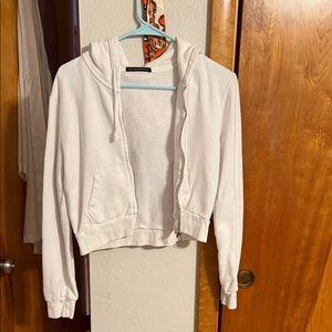 White cropped Zip-Up Hoodie